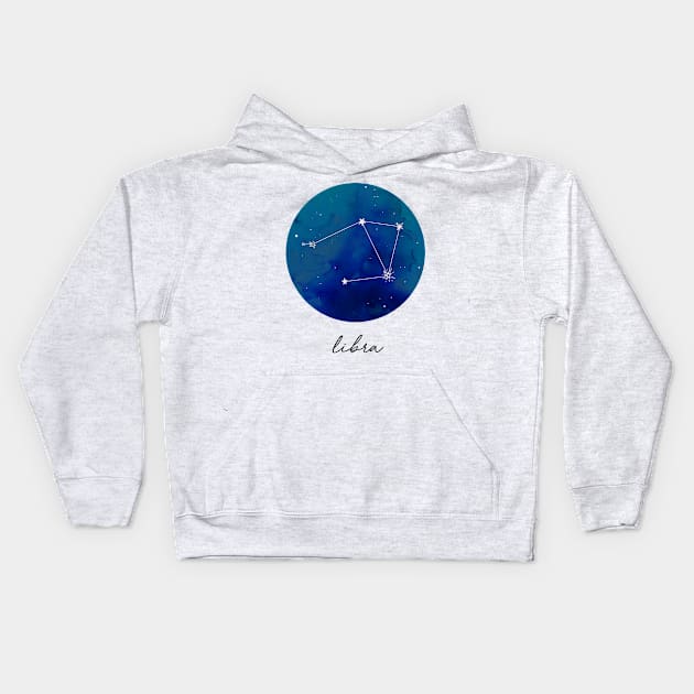 Libra Watercolor Zodiac Constellation Kids Hoodie by aterkaderk